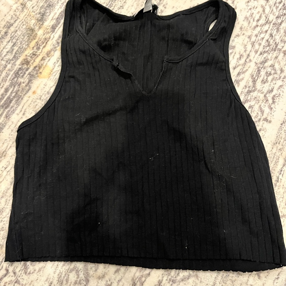 Topshop Black Ribbed Crop Top